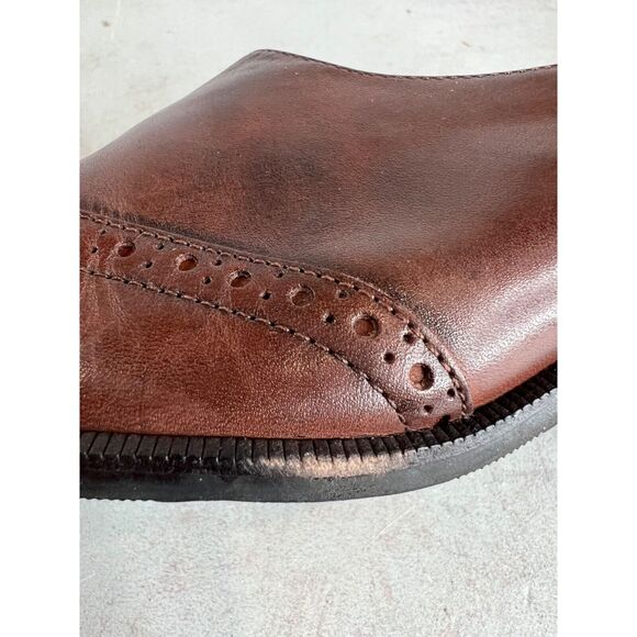 Vintage Unisa Brown Leather Brogue Slip-On Heels Classic Classy Capsule 80s 90s - Picture 11 of 11
